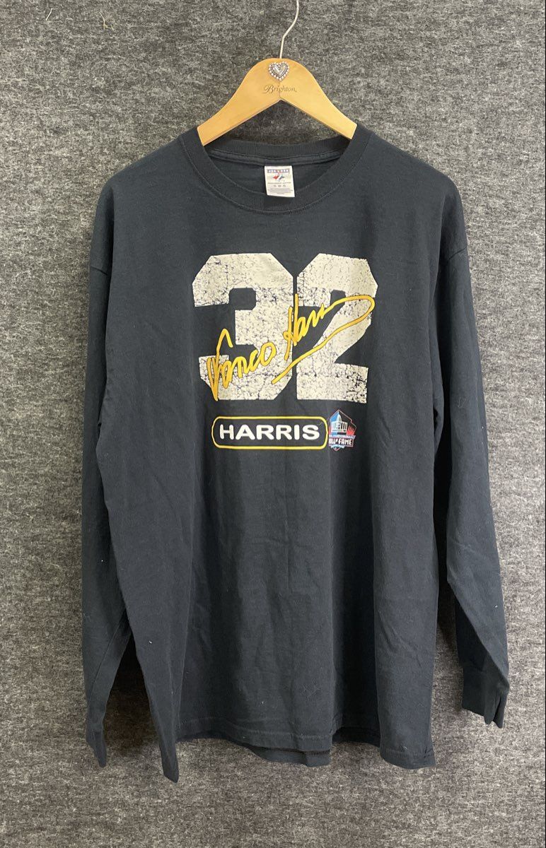 Franco Harris #32 Pro Football Hall of Fame Long Sleeve Shirt Jerzees Sz XL