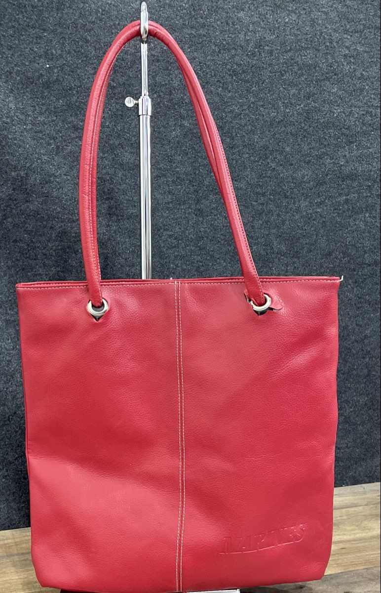 Marines Red Pebbled Leather Large Tote Bag Shoulder Purse