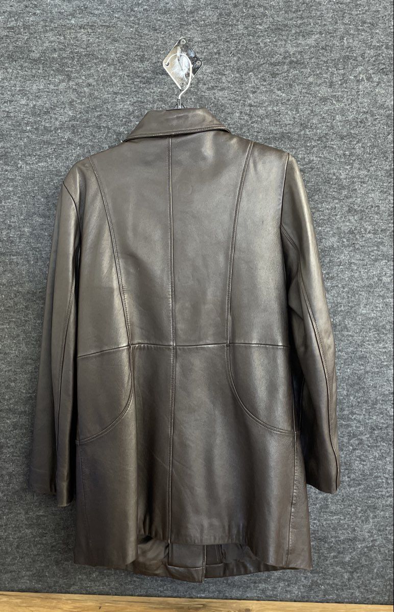 London Fog Women's Brown Genuine Leather Car Coat Jacket Faux Fur Lined Size S