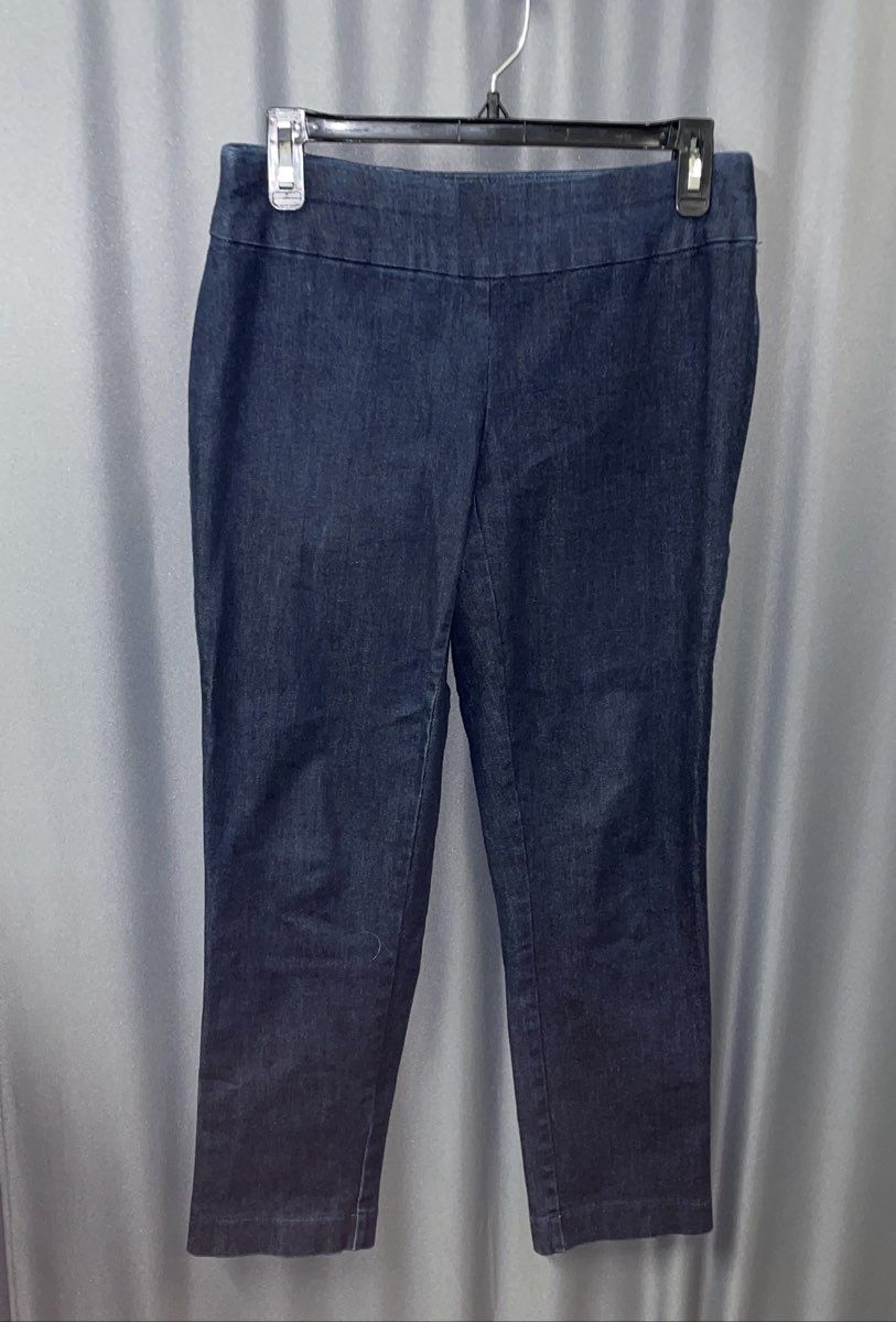 Croft & Barrow Women's Dark Blue Indigo Stretch Pull-On Pants Petite Sz 6P