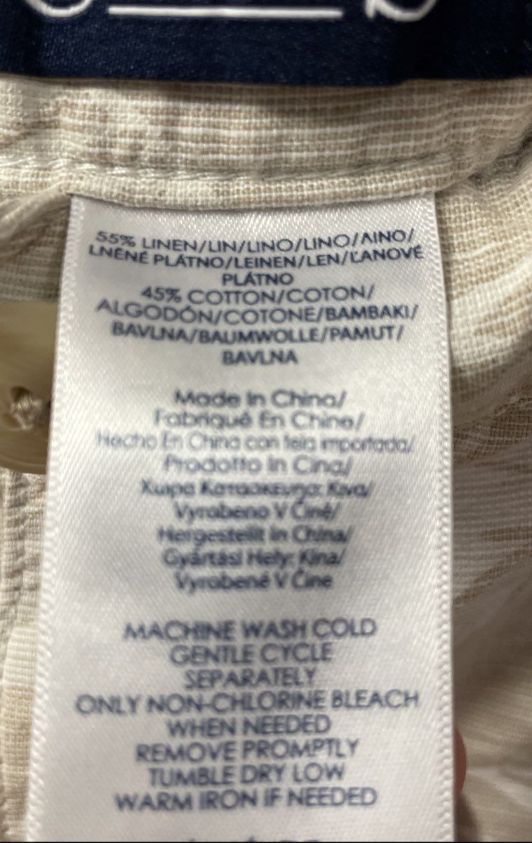 Chaps Men's Beige Tropical Palm Print Linen Blend Shorts Size 36