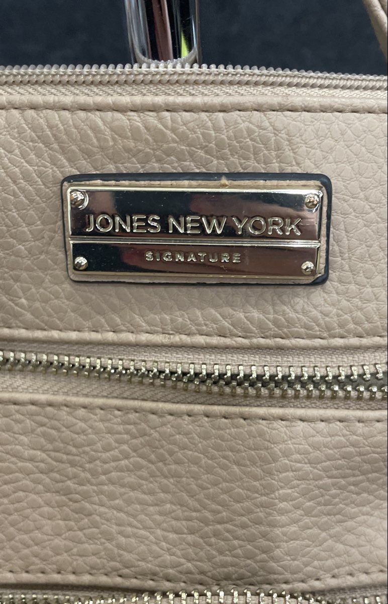 Jones New York Cream Signature Pebbled Crossbody Bag Gold Hardware