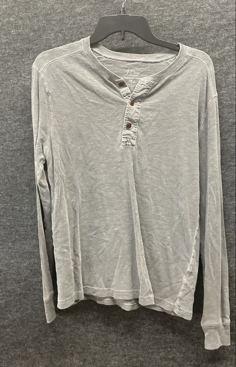 J.Crew Men's Lot of 2 Garment-Dyed Long Sleeve Henley Shirts Gray Black Sz S