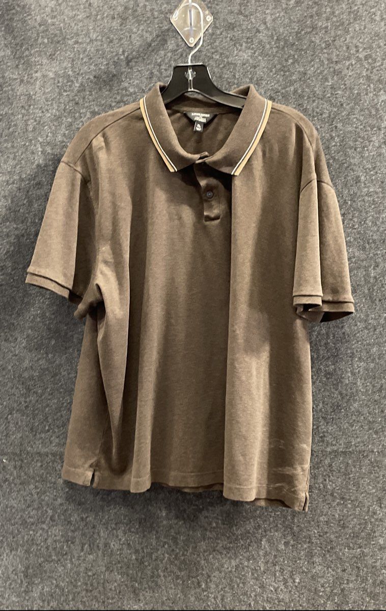 Banana Republic Men's Brown Luxe Touch Performance Tipped Collar Polo Sz XL