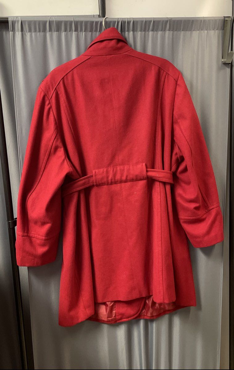 Giacca Woman Women's Red Double Breasted Belted Wool Blend Coat Sz 3X