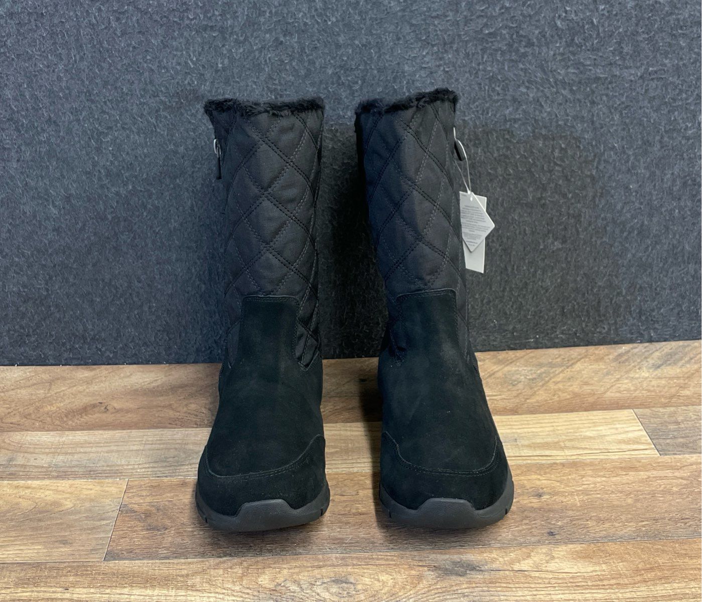 Land's End Women's Black Quilted Insulated Winter Boots Size 11 Wide NWT