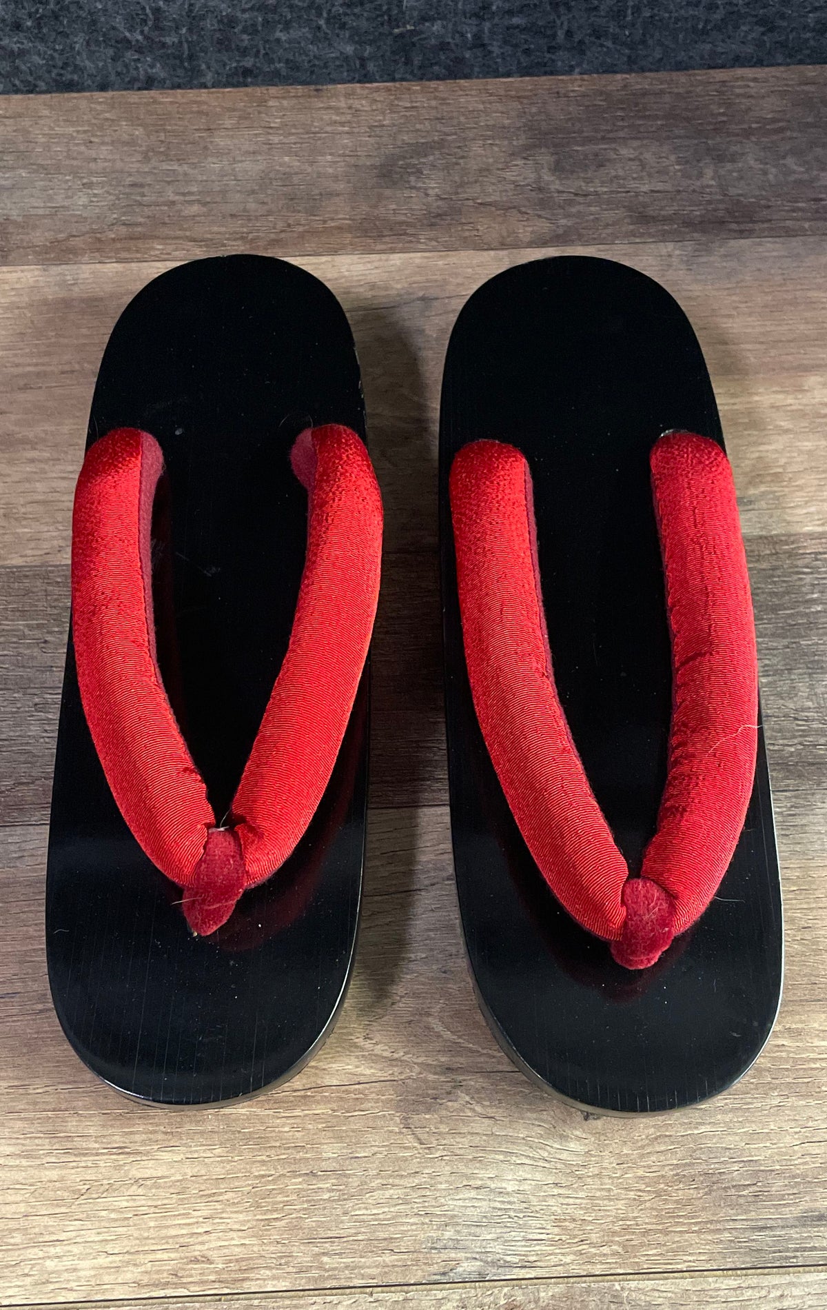 Niwayuki Japanese Wooden Geta Clogs Black Red Hanao Sandals Size 25.5