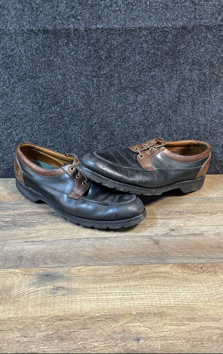 Timberland Men's Black Brown Leather Moc Toe Vibram Lug Sole Oxfords Size 13 M