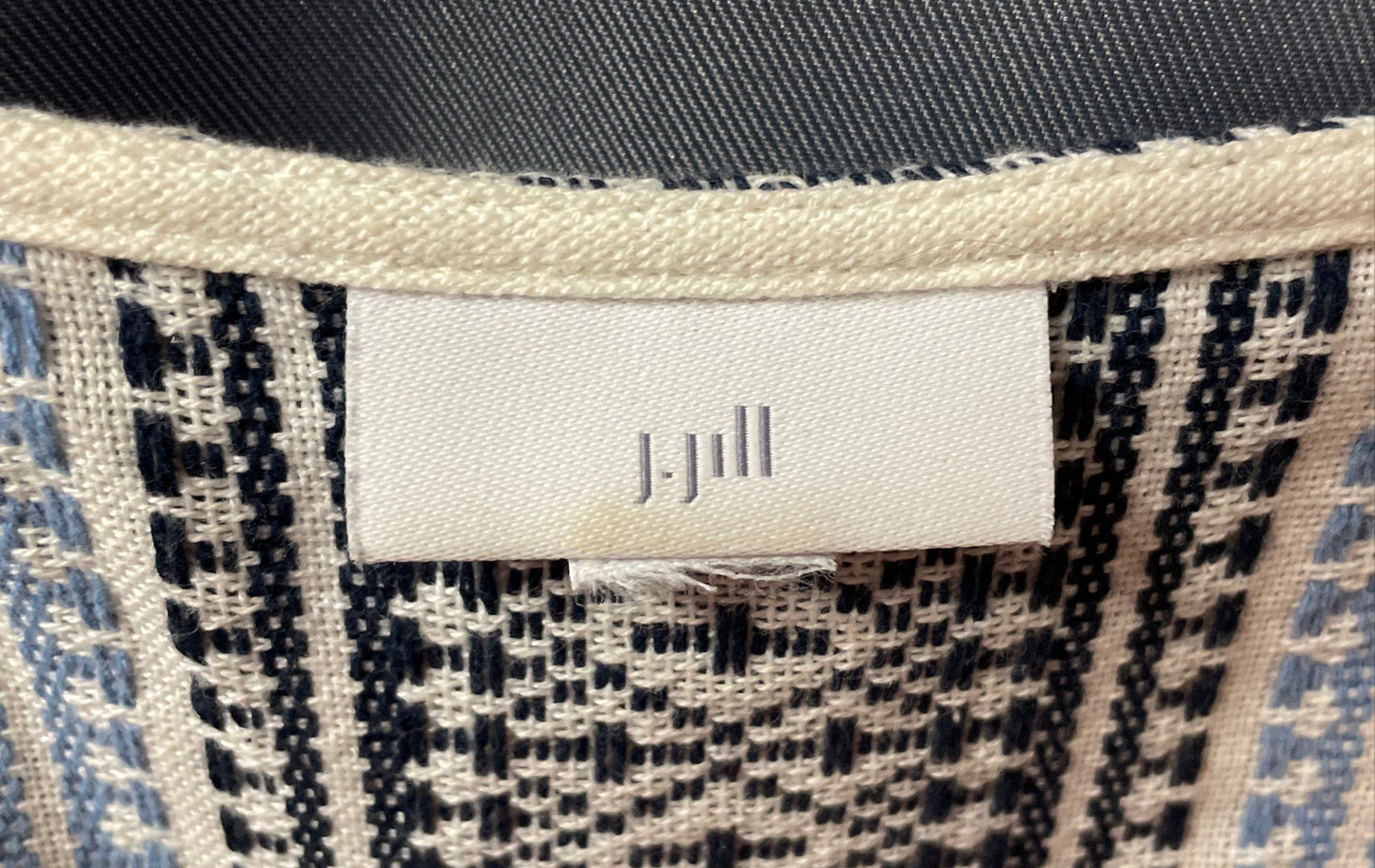 J. Jill Women's White Blue Geometric Sleeveless Tiered Sheath Dress Size MP
