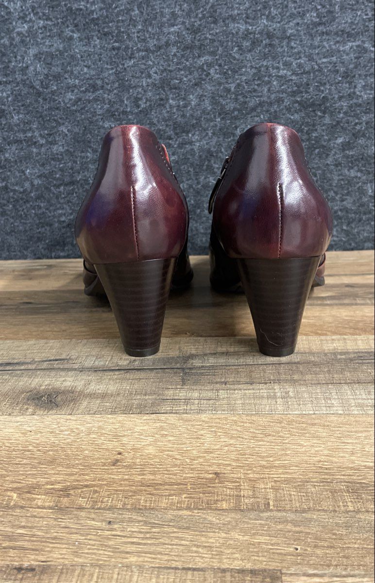 Regarde Le Ciel Burgundy Plum Multi Leather Heeled Ankle Boots Size 37