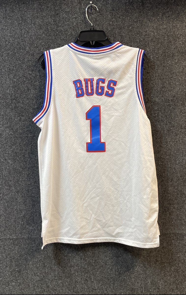 Space Jam Men's Basketball Jersey White Tune Squad Bugs Bunny #1 Mesh Sz M