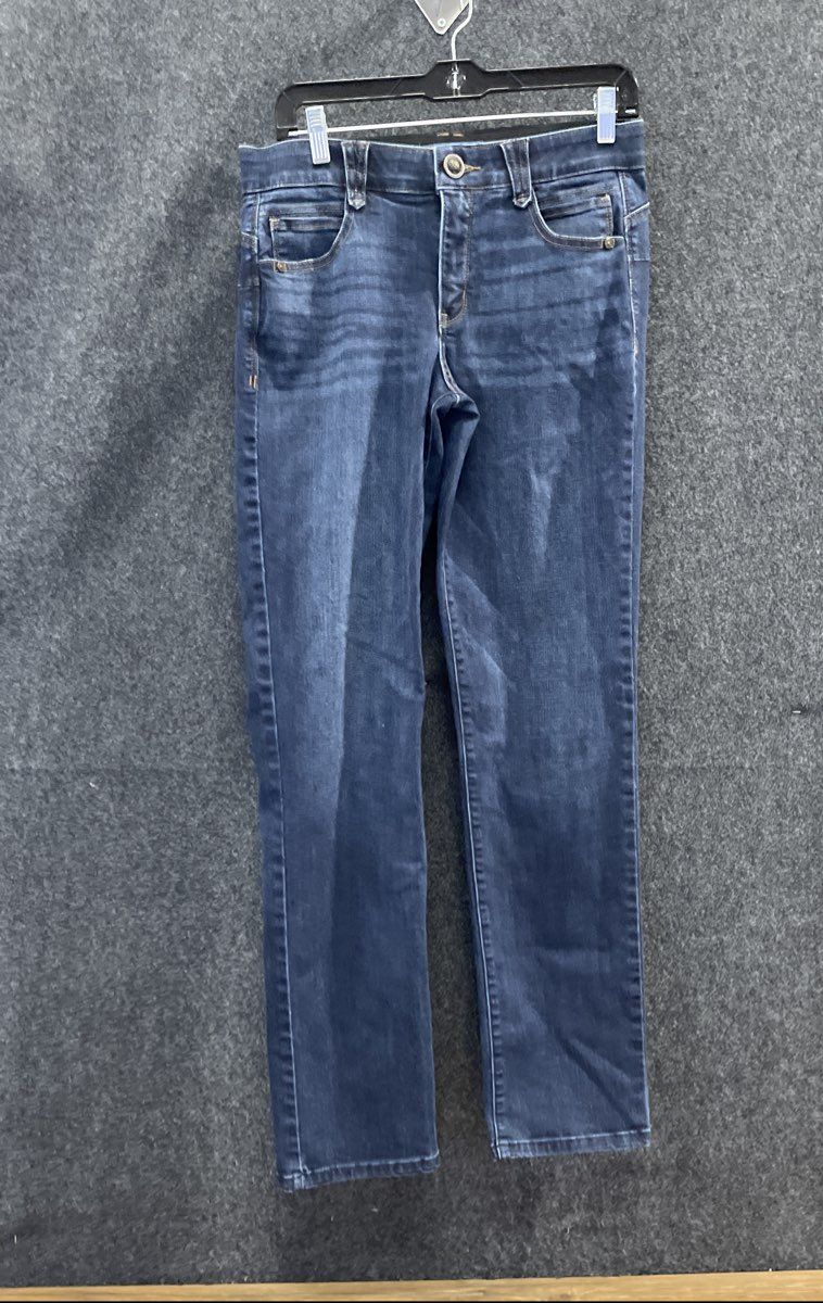 Democracy Women's "Ab"solution Blue Straight Leg Stretch Whiskered Jeans Sz 8