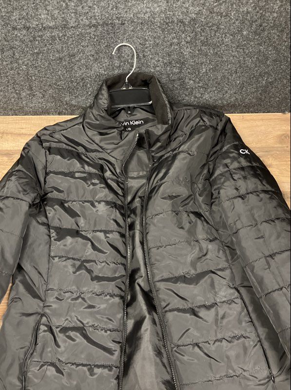 Calvin Klein Women's Black Quilted Puffer Jacket Full Zip Insulated Size L