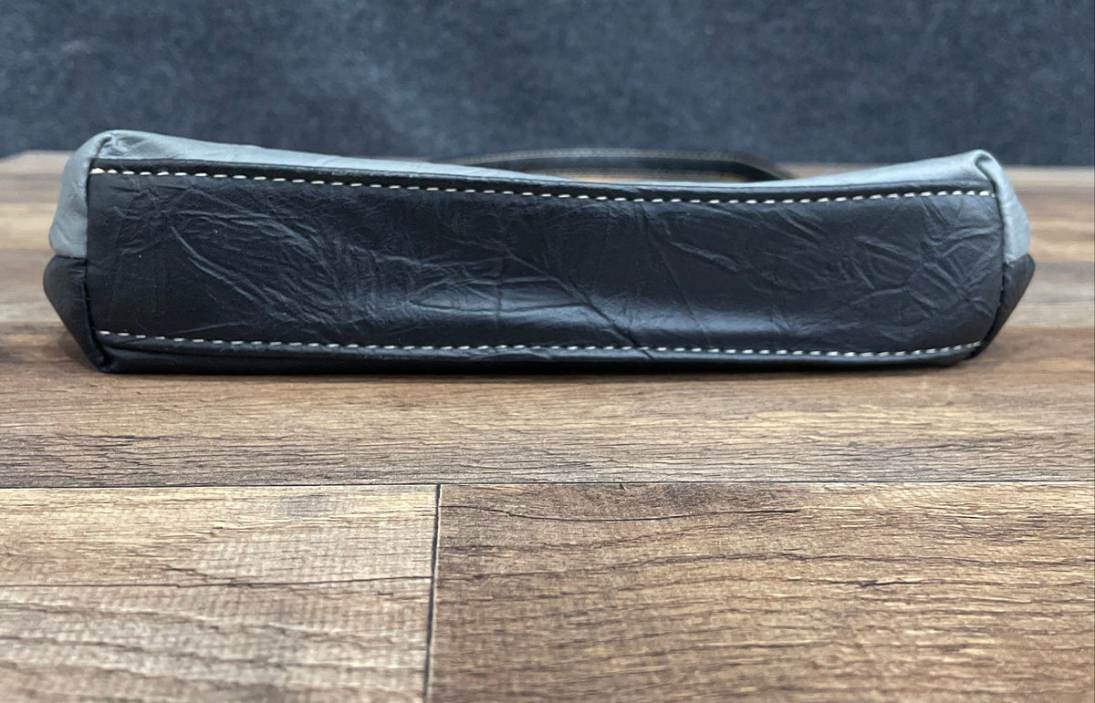 Stone & Co. Grey Black Leather Triple Zip Crossbody Shoulder Bag