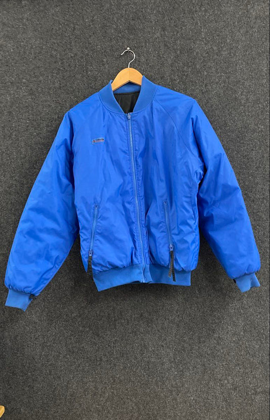 Columbia Men's Vintage 90s Bomber Jacket Blue Nylon Full Zip Size M
