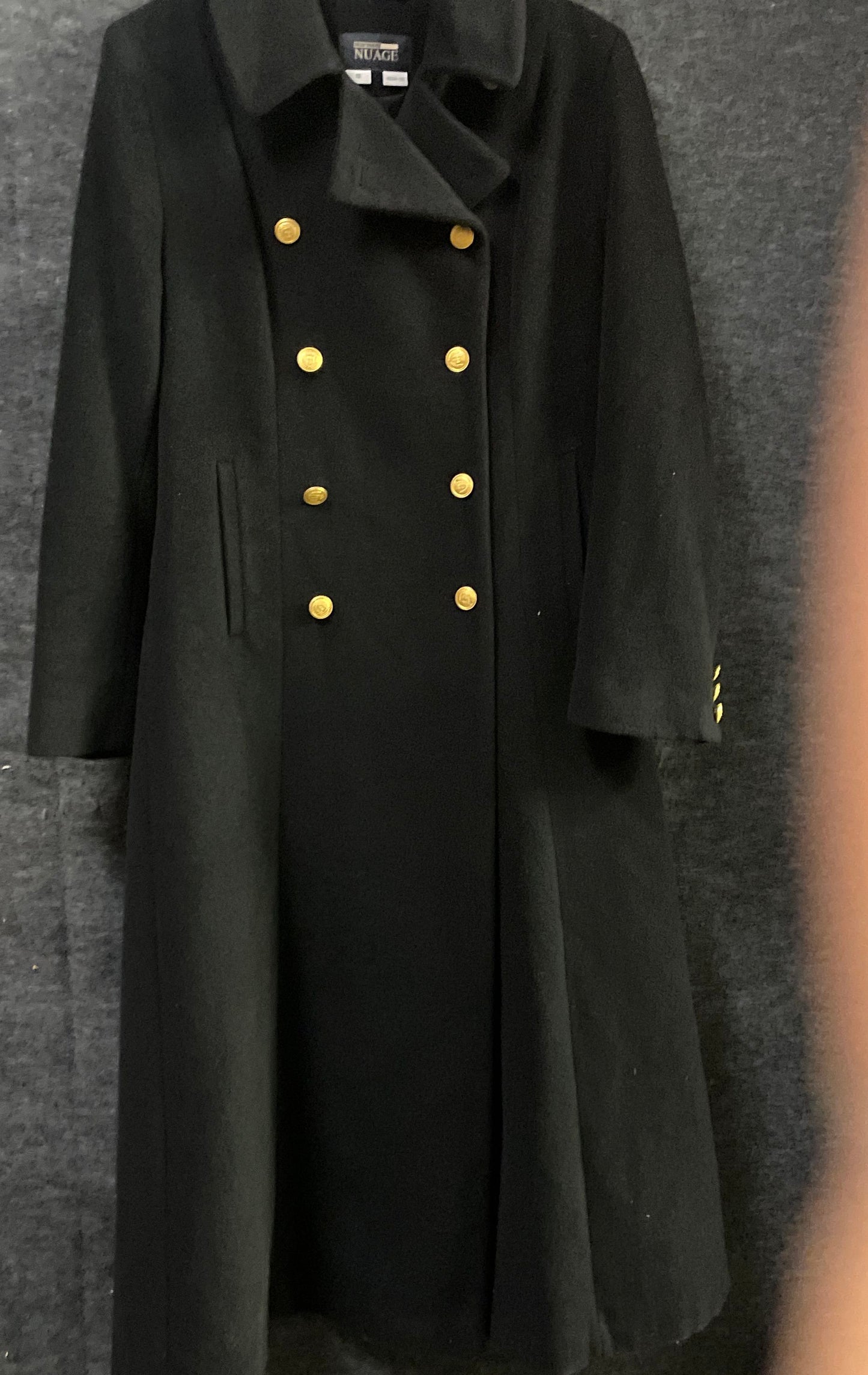 Vintage Y2K Nuage Collection Women's Black Double Breasted Trench Coat Sz 12