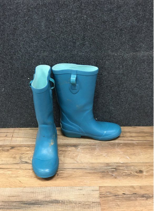 LL Bean Wellie Teal Blue Waterproof Rubber Rain Boots Youth Size 4