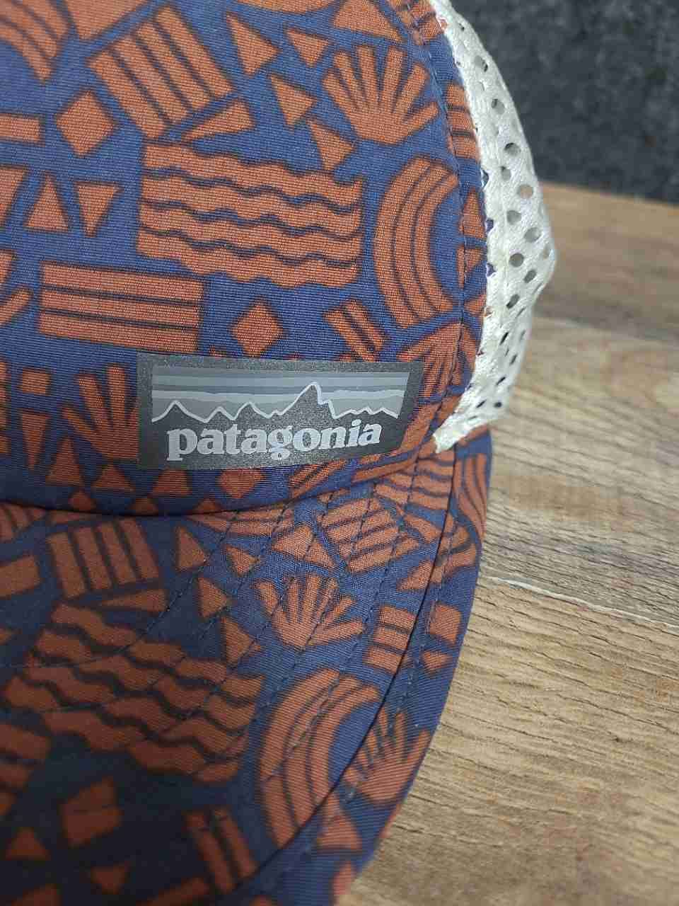 Patagonia Unisex Blue Orange Geometric Duckbill Trucker Hat Mesh Back Cap OSFA