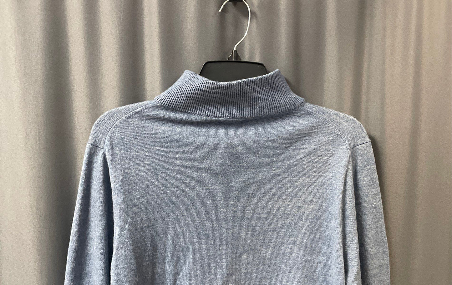 J. Crew Men's Blue Merino Wool Blend 1/4 Zip Pullover Sweater Size L