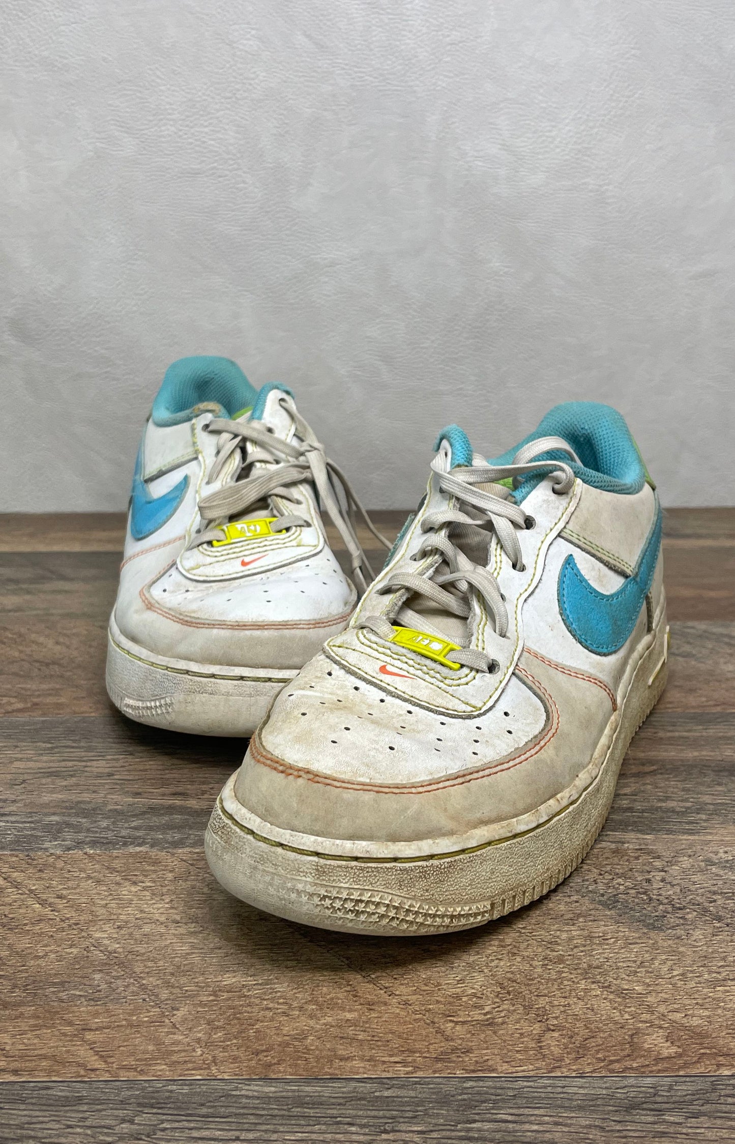 Nike Air Force 1 Low GS White Baltic Blue Stadium Green Sneakers Size 7Y