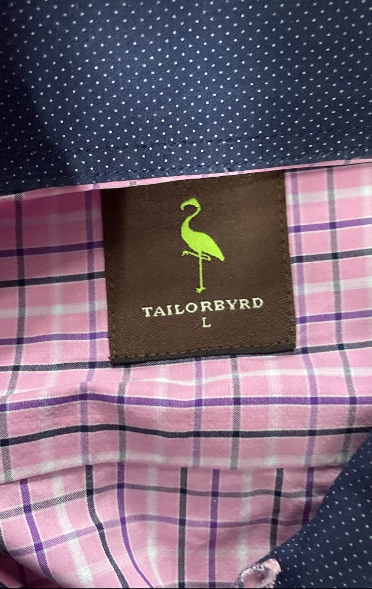 Taylor Byrd Men's Pink Plaid Check Long Sleeve Button Up Shirt Sz L