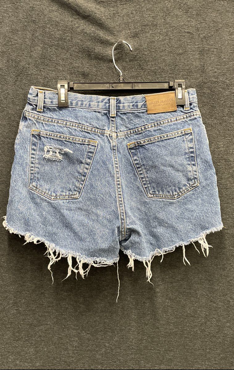 Lauren Ralph Lauren Women's Blue Distressed Cut-Off Jean Shorts Vintage Y2K 12