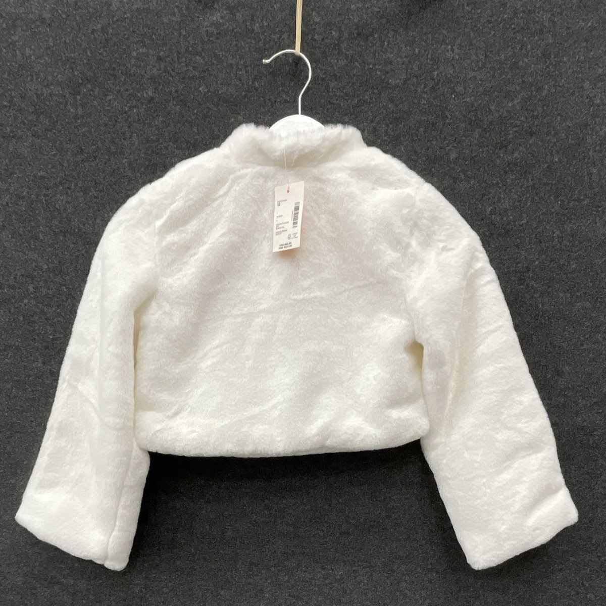 Gymboree Girls White Faux Fur Bolero Jacket Rhinestone Button Sz 12 NWT