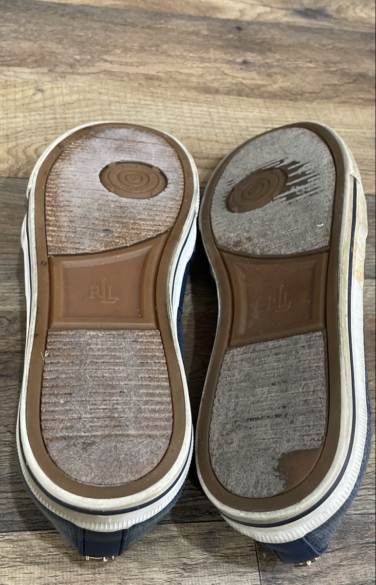 Lauren Ralph Lauren Blue Woven Canvas Slip On Sneakers Women's Size 10