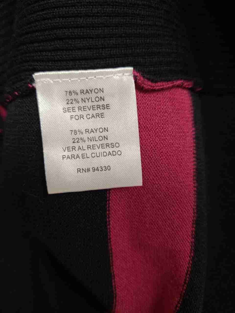 One A Women's Cowl Neck Sweater Black Punkberry Pink Striped Ruched NWT Sz M