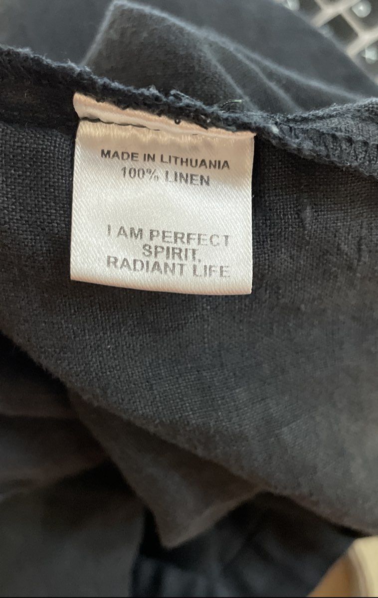 Flax Women's Black 100% Linen Sleeveless V-Neck High Low Hem Top Sz M