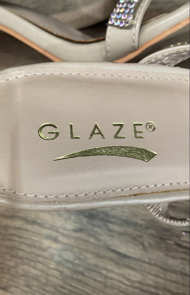Glaze Nude Rhinestone Strappy Stiletto Heel Sandal Mules Women's Size 10