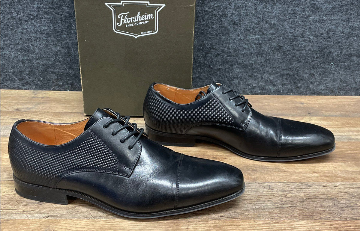 Florsheim Calipa Cap Ox Black Leather Cap Toe Oxford Shoes Size 10 D