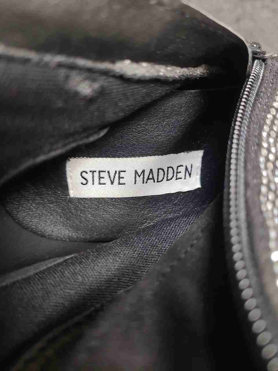 Steve Madden Dashing Black Rhinestone Platform Block Heel Ankle Boots Size 7.5