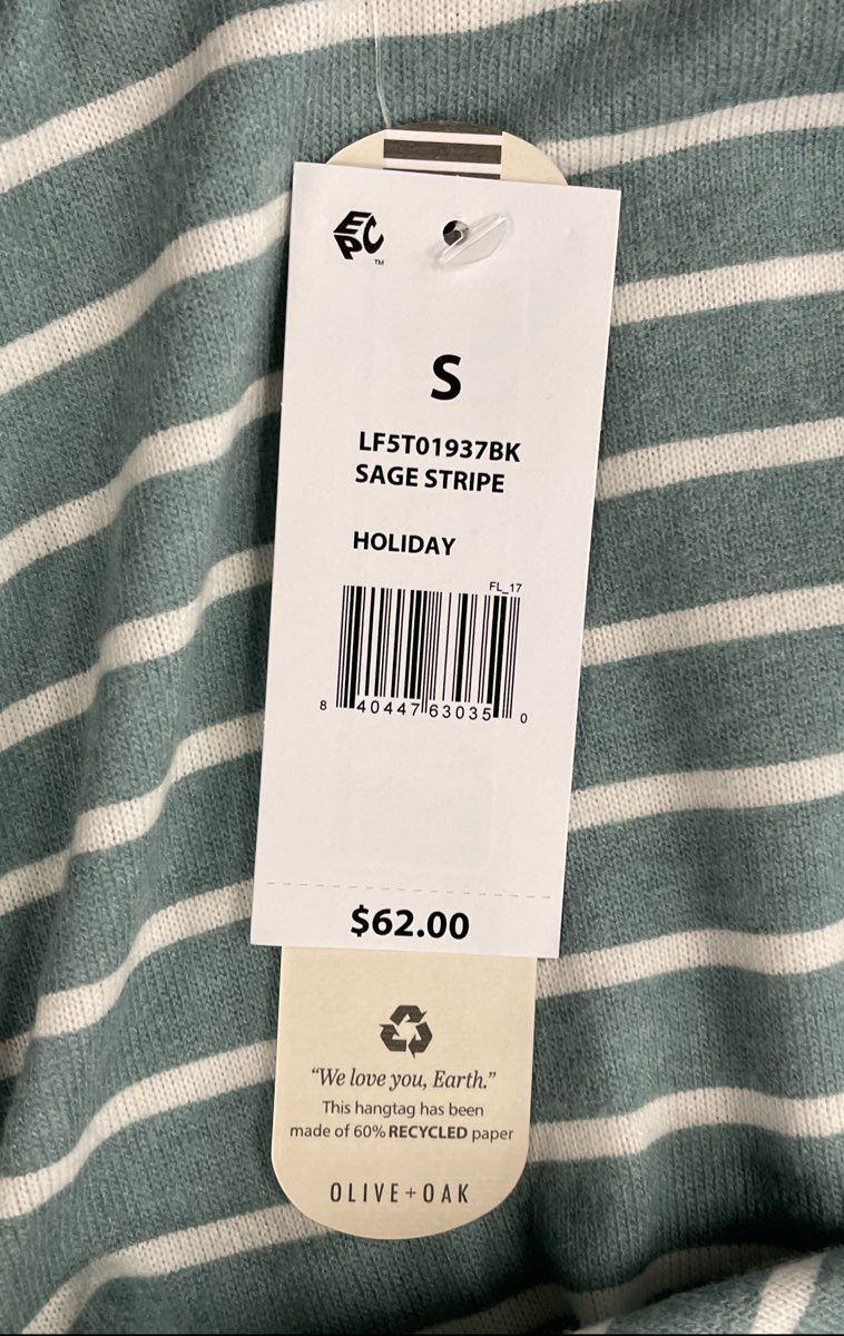 Olive & Oak Women's Sleepwear Pajama Set Sage Stripe NWT 2pc Long Sleeve Sz S