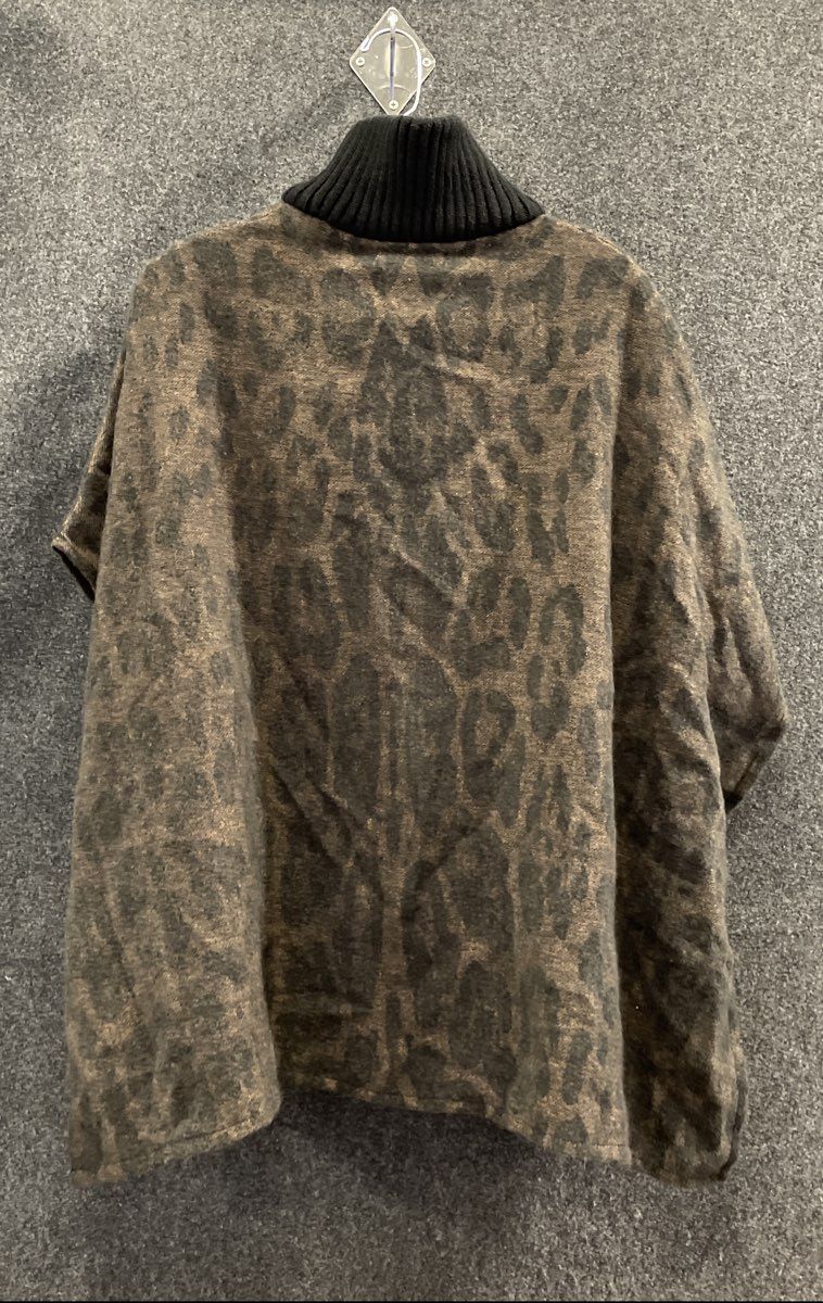 Nine West Women's Brown Leopard Print Mock Neck Zip Cardigan Pockets NWT OSFA