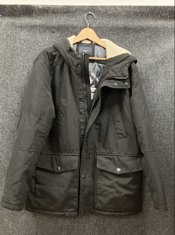 Lucky Brand Men's Black Hooded Sustainable Parka Sherpa Lined K70081 Sz M
