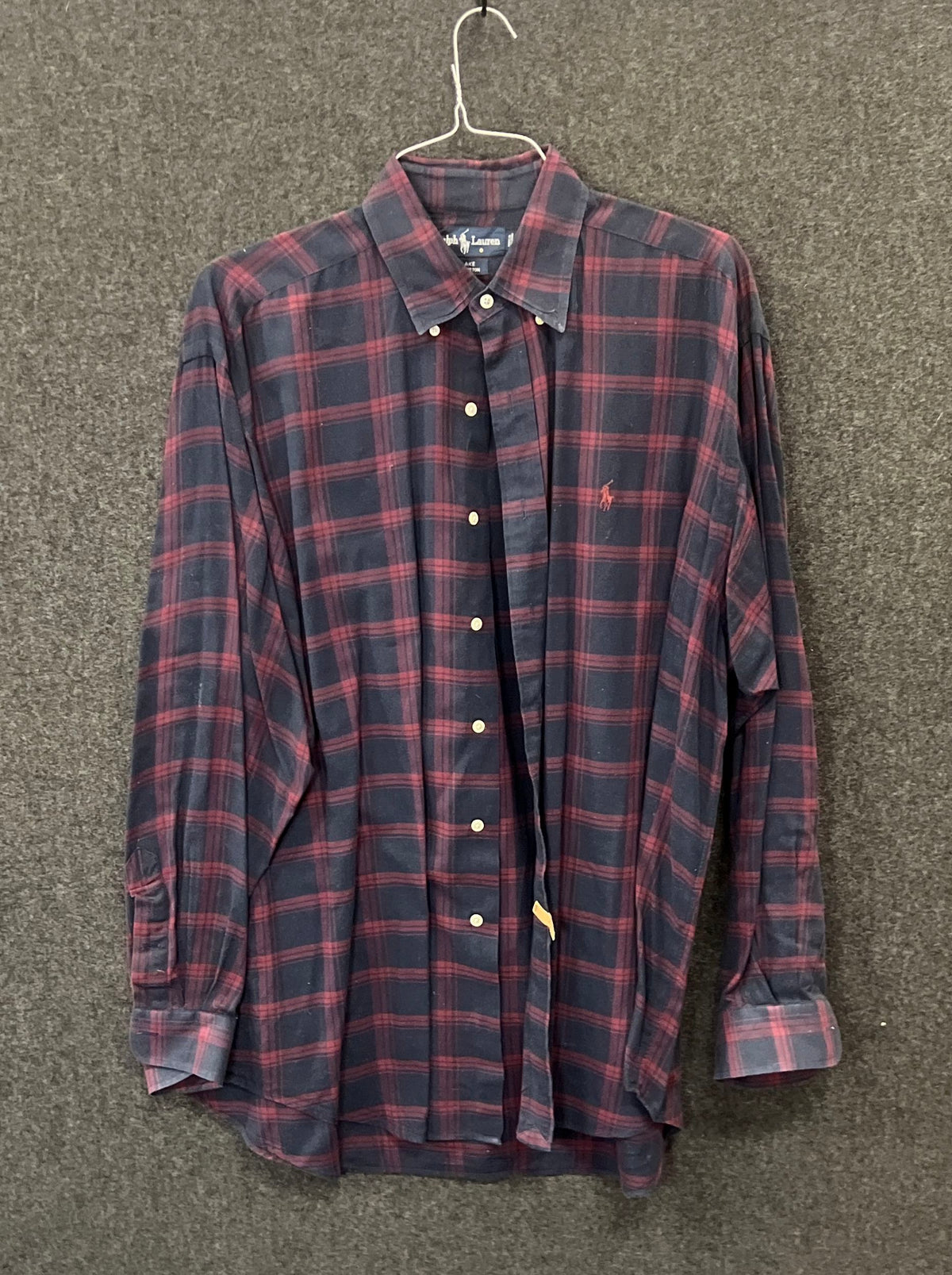 Vintage 90s Polo Ralph Lauren Men's Blake Navy Burgundy Plaid Shirt Sz L
