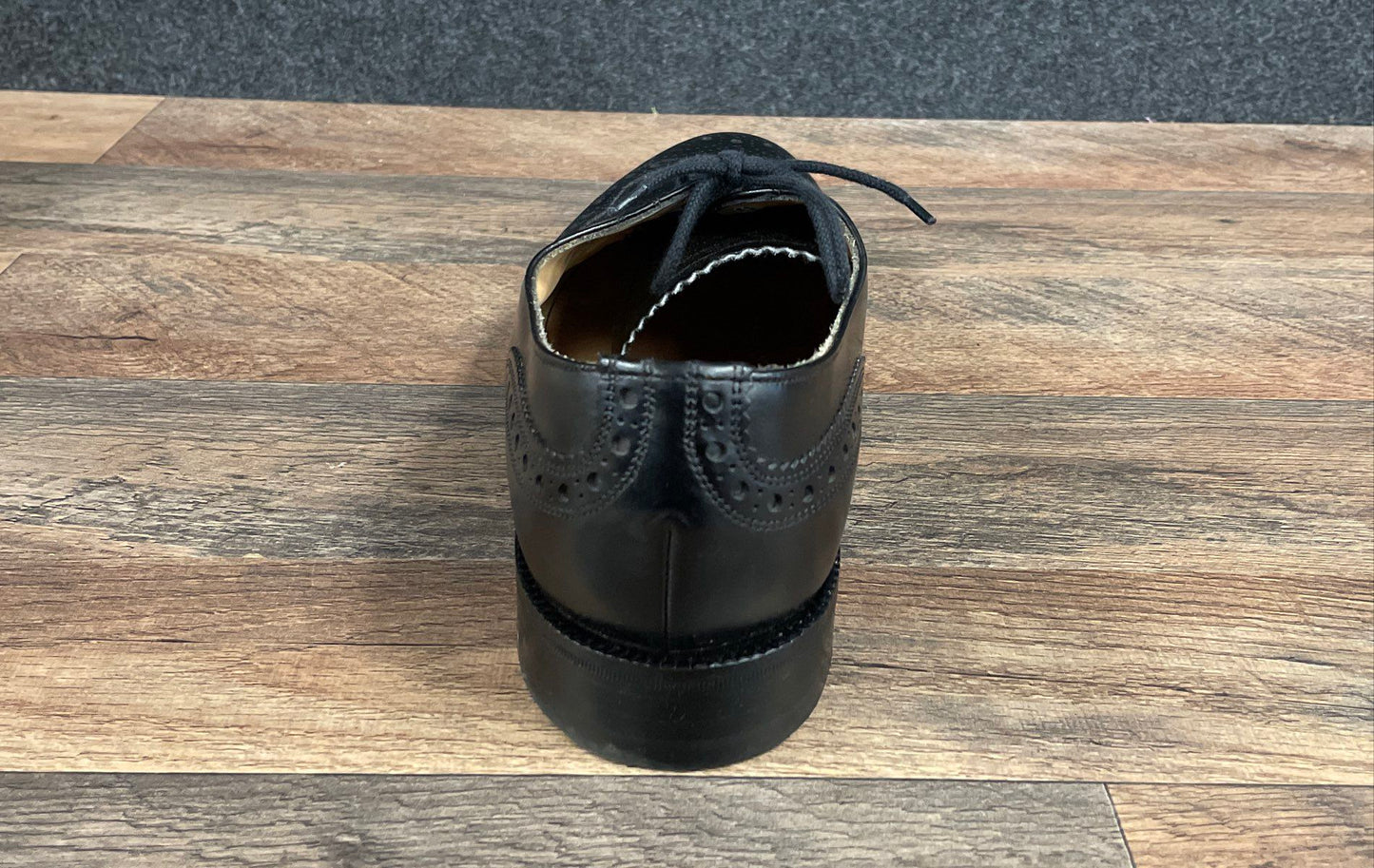 Hitchcock 955 5 Tie Brogue Blucher Black Calf Wingtip Dress Shoes Size 9.5 5E