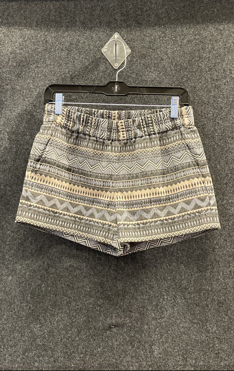 J. Crew Women's Blue Gray Geometric Aztec Print Elastic Waist Shorts Sz 4