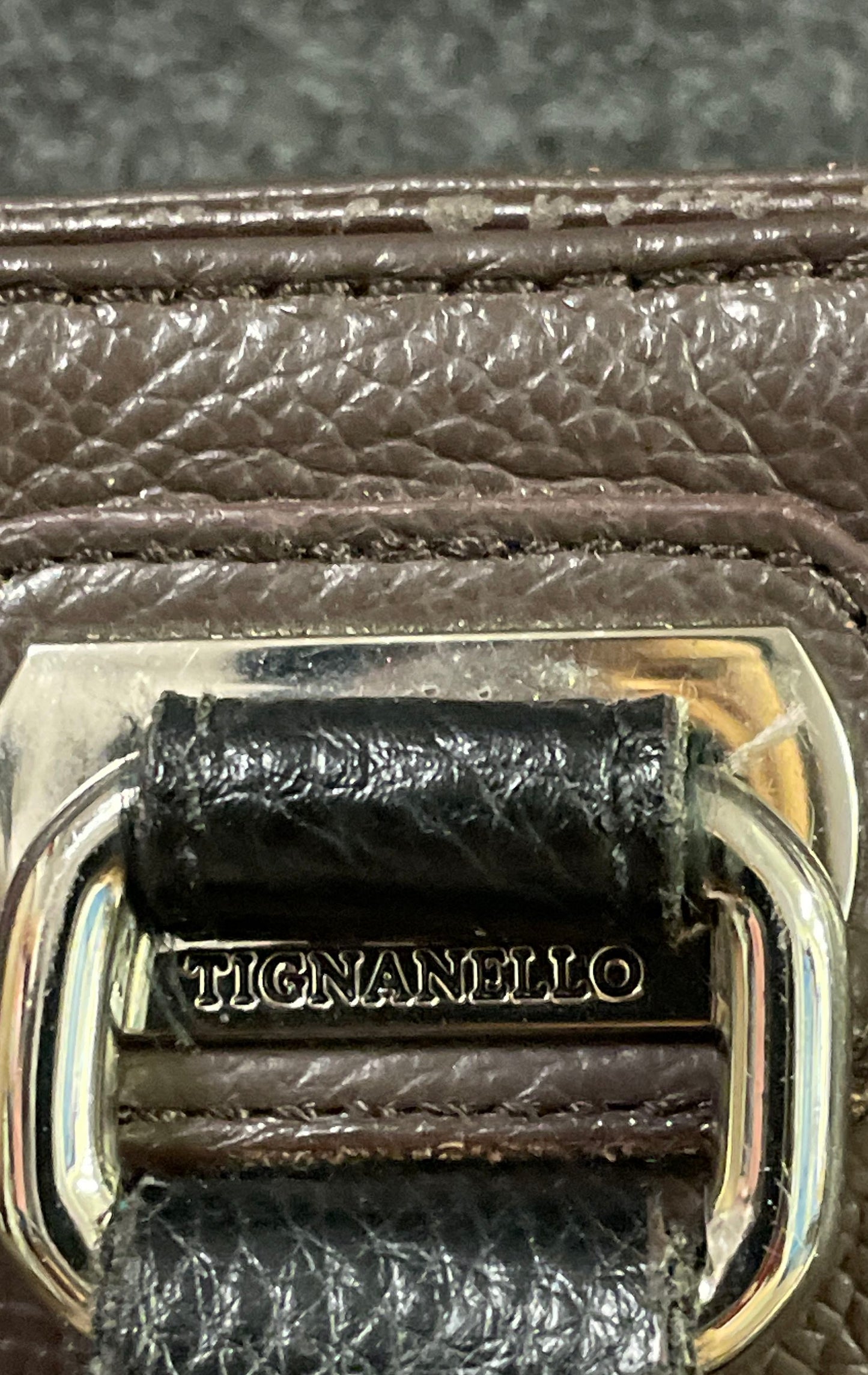 Tignanello Tote Handbag Lot of 2 Blue Paisley Brown Leather Silver Hardware