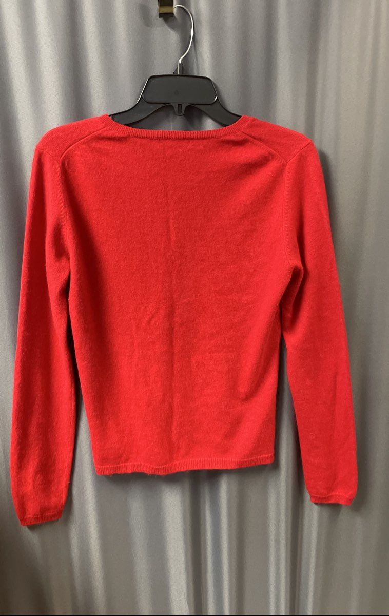 Madison Studio Women's Red 100% Cashmere V-Neck Button Henley Sweater Sz L
