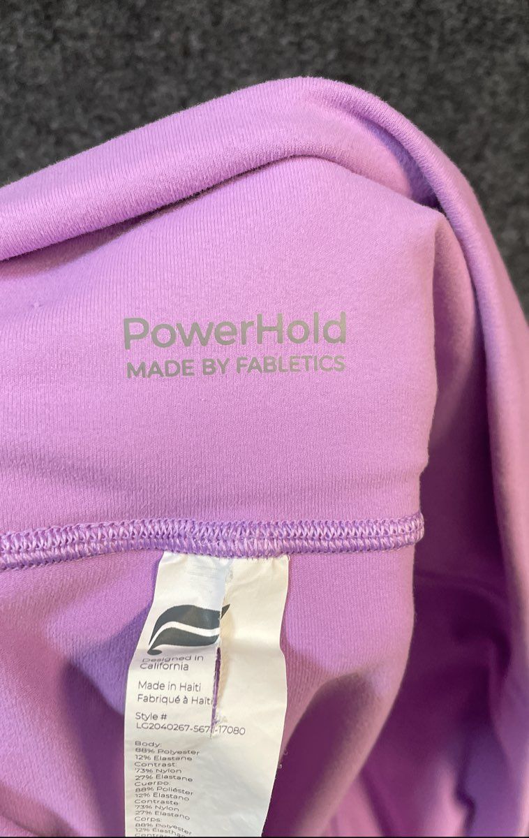 Fabletics Women's PowerHold High Waist Leggings Purple White Side Pockets Sz 2X