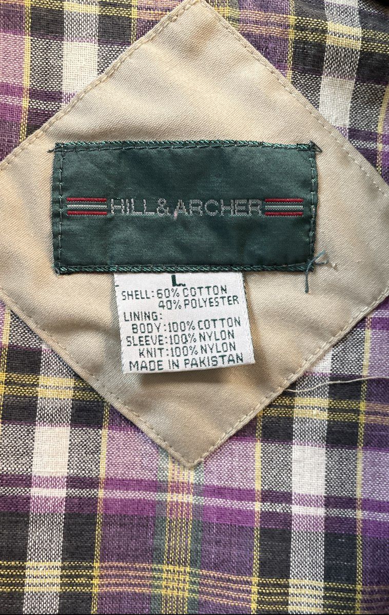 Vintage 90s Hill & Archer Men's Tan Harrington Jacket Plaid Lined Sz L