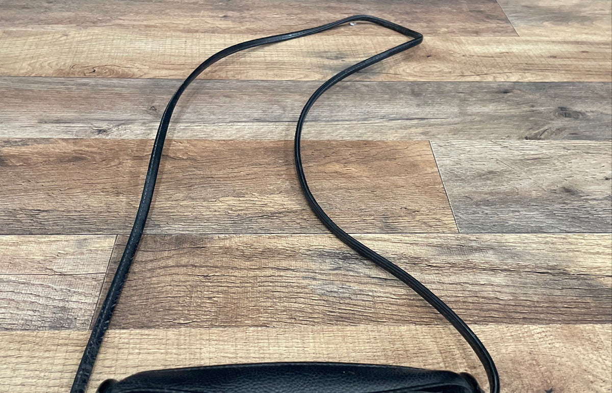 Vintage Liz Claiborne Black Leather Mini Crossbody Bag Gold Hardware
