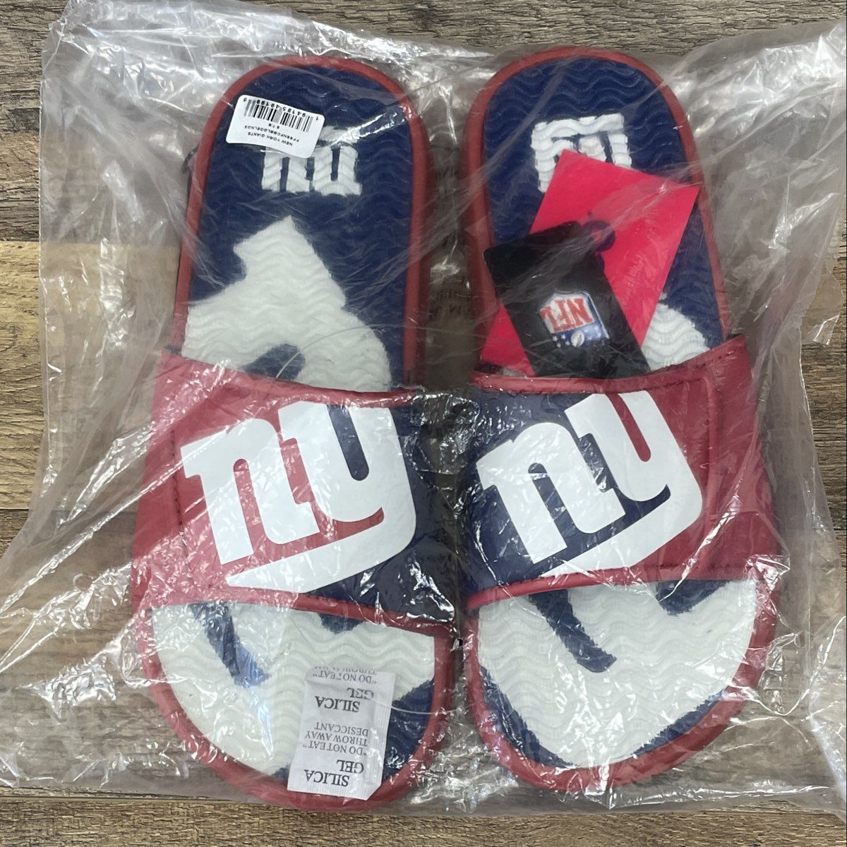 FOCO NFL New York Giants Logo Gel Slide Sandals Red Blue New Size 7/8