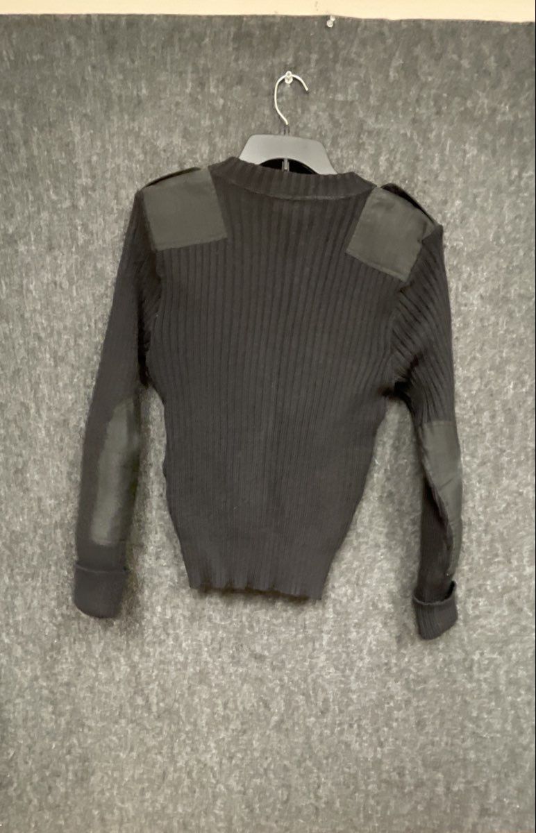 Brigade Quartermaster Men's Black Woolly Pully Ribbed V-Neck Sweater Sz 38W