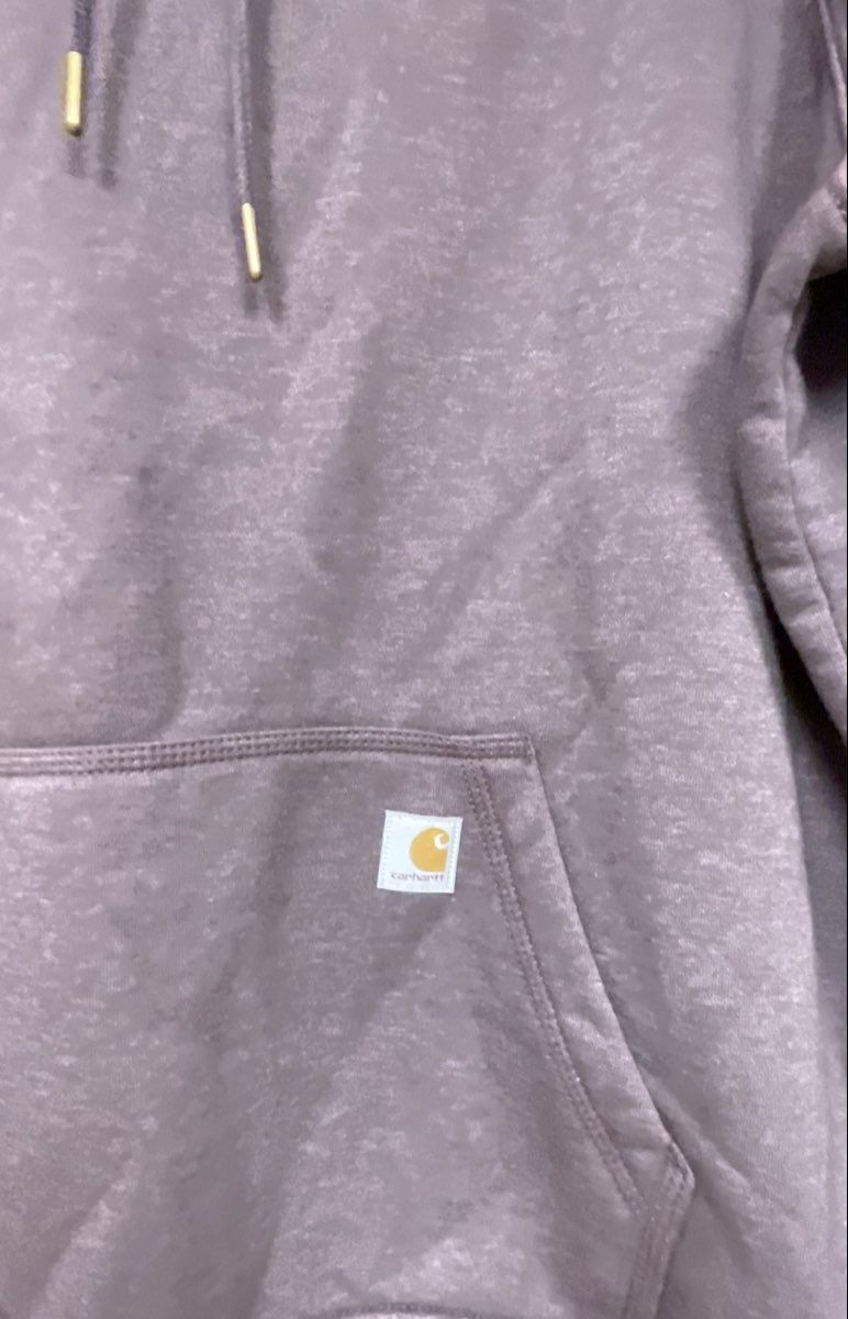 Carhartt Girls Youth Relaxed Fit Purple Heather Logo Sleeve Pullover Hoodie XL