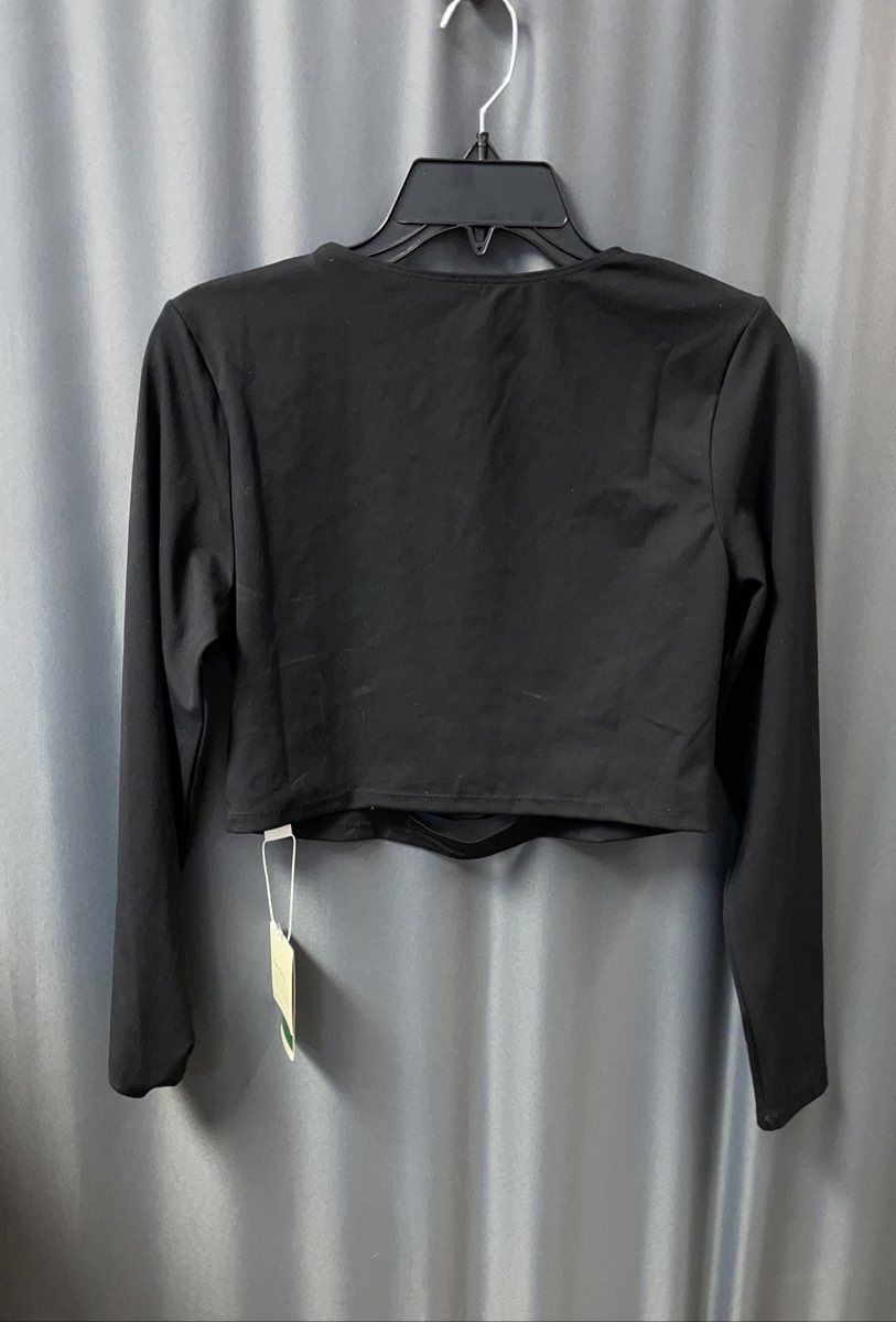 Halara Women's Black Long Sleeve Cutout Crop Top Size L NWT