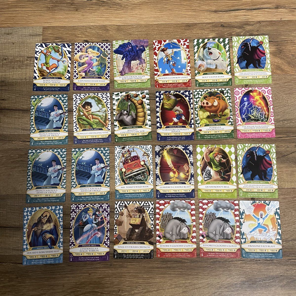 Disney Sorcerers of the Magic Kingdom Card Lot of 24 + Fantasyland Game Board