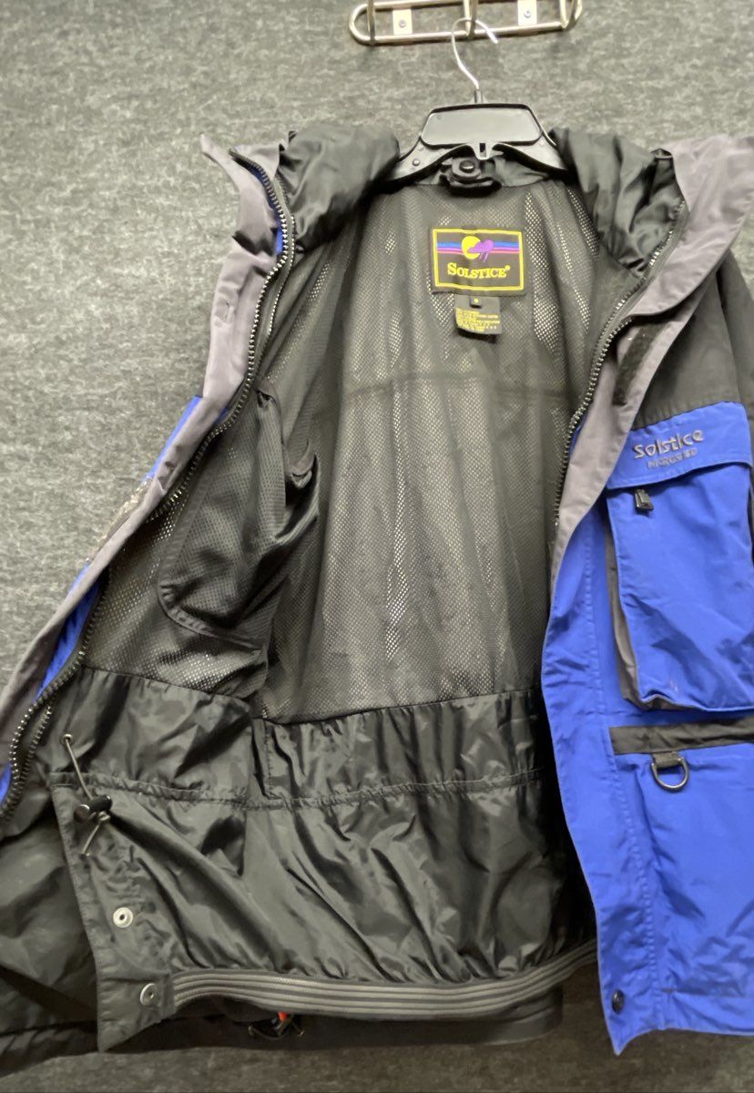 Vintage 90s Solstice Men's Blue Black Hardwear Ski Jacket Parka Hooded Sz S